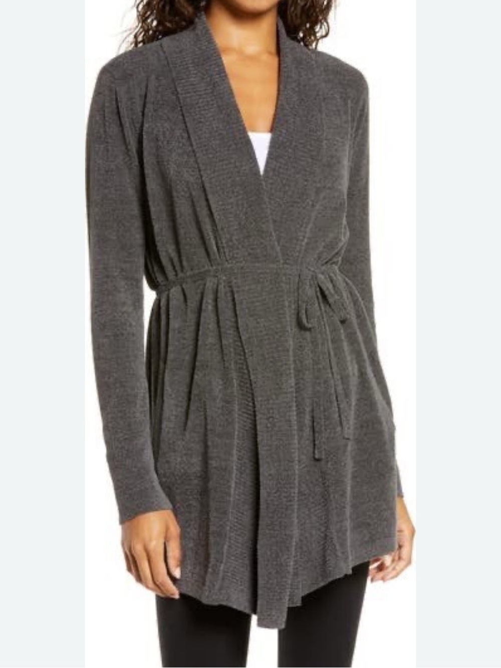 Cozy Dark grey Shawl Collar Knit Cardigan